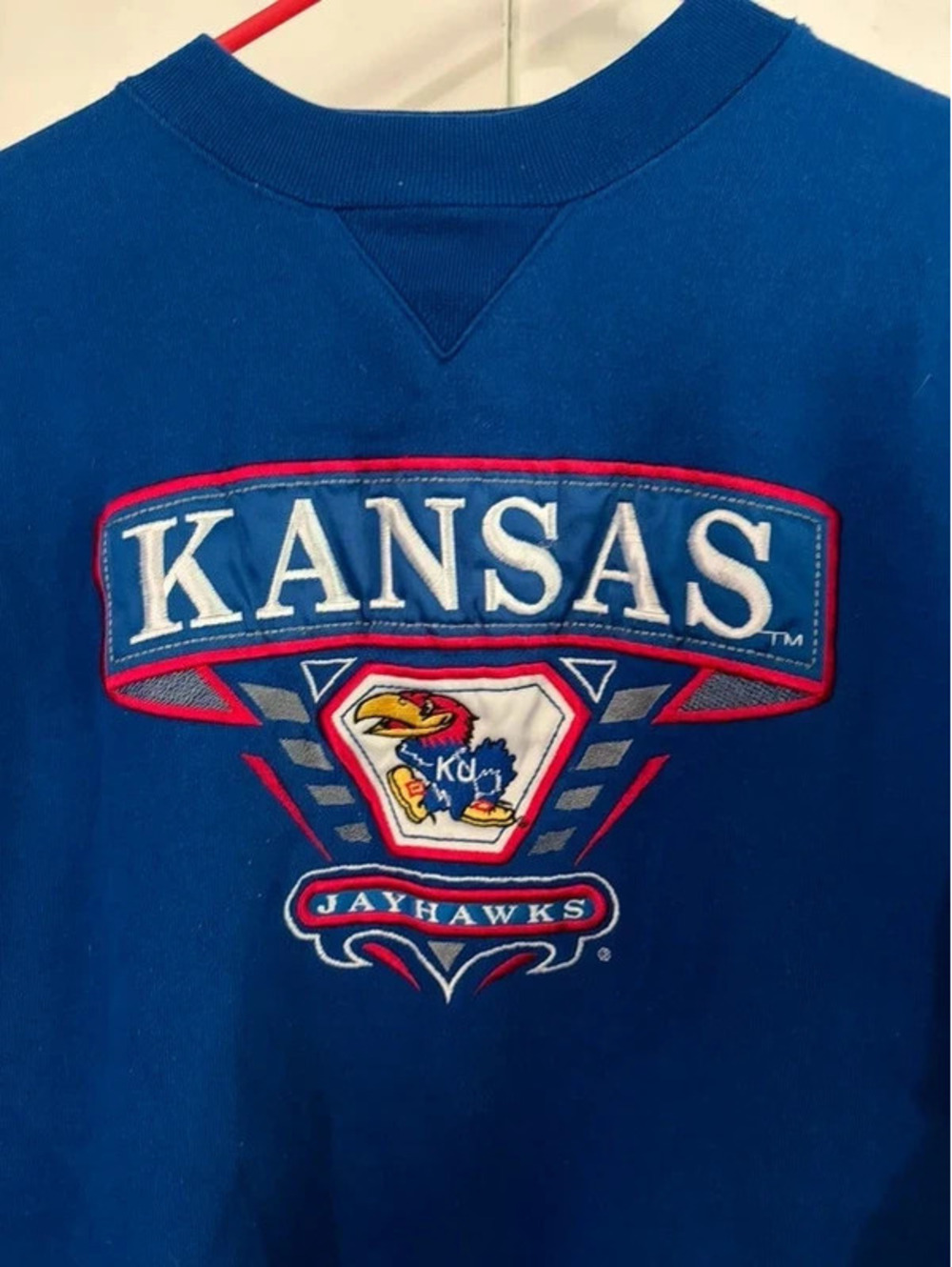 Kansas Jayhawks KU Vintage 90s Midwest Embroidery Sweatshirt Blue M